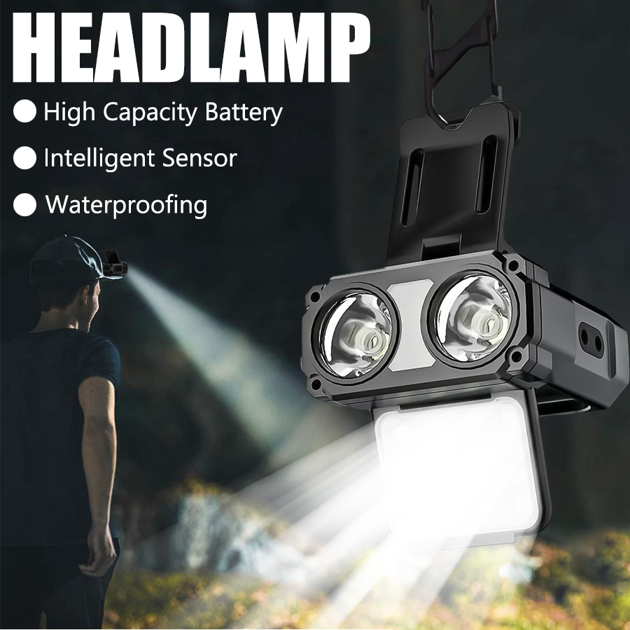 Fishing Light - 센서 COB LED 헤드램프 캡 클립